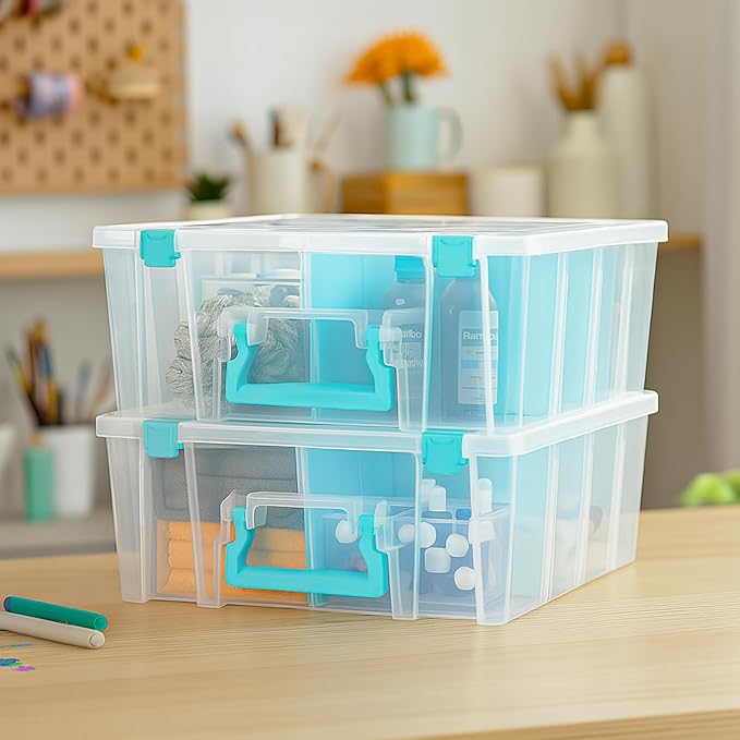 ArtBin Super Satchel Double Deep Compartment Box - Art Storage with 8 Removable Compartments, Smart Closure for Craft Supplies - Bloomnest