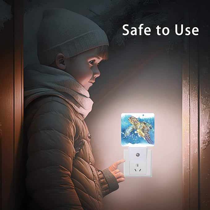 Turtle Night Light,Watercolor Sea Turtle Night Lights 0.5W Sleep Friendly for Boys Girls Led Night Light Dusk to Dawn Sensor Nightlight for Stairway/Hallway/Kitchen - Bloomnest