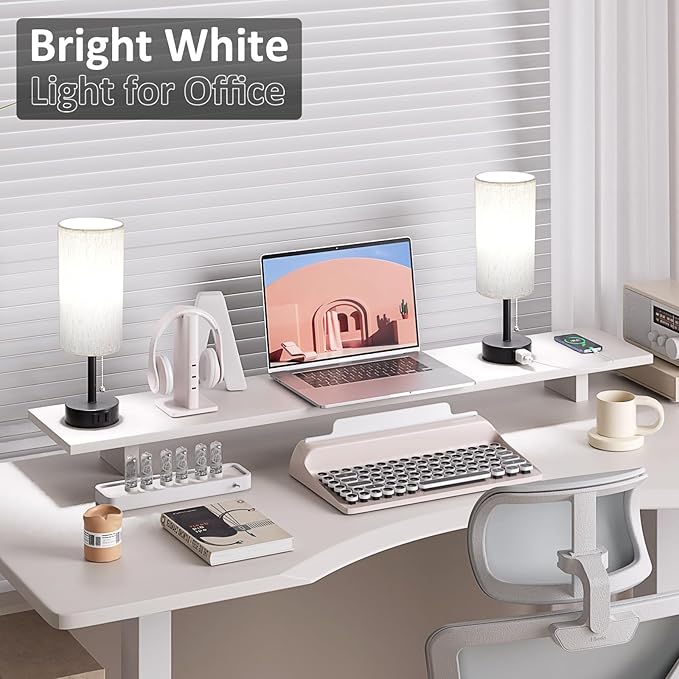 Fenmzee Bedside Table Lamps Set of 2-3 Color Temperatures Pull Chain Lamp with AC Outlet Charging Port, Small Round Night Stand Lamps for Bedroom Guest Room Office, Bed Side Light with E26 LED Bulbs - Bloomnest
