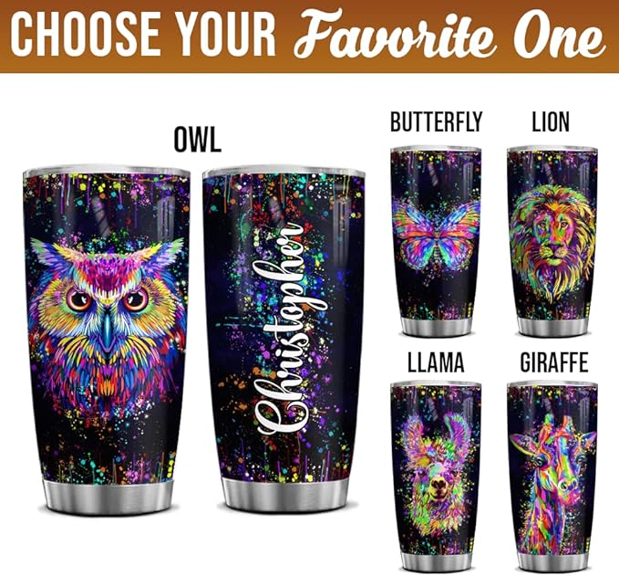 Wassmin Lion Cup Tumbler Personalized Tumblers 20o 30oz With Custom Name Watercolor Lion Gifts For Men Boys Tumblers Stainless Steel Coffee Travel Mug Birthday Christmas Stuff Gifts - Bloomnest