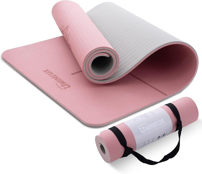 UMINEUX Yoga Mat Extra Thick 1/3'' & 2/5" Non Slip Yoga Mats for Women Eco Friendly TPE Fitness Exercise Mat with Carrying Sling & Storage Bag - Bloomnest