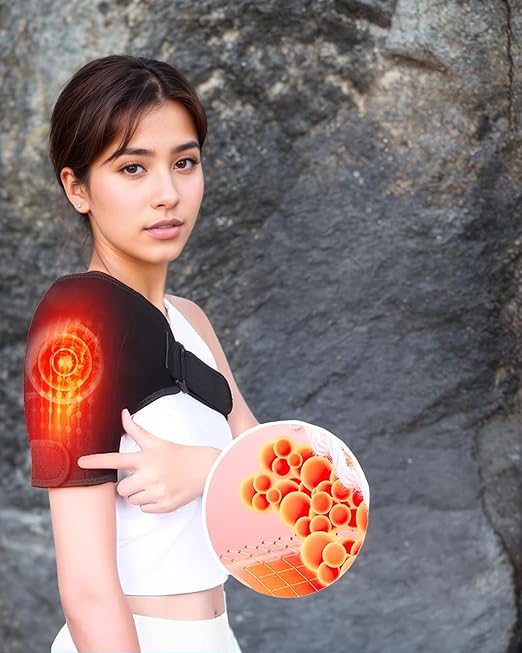 Shoulder Heating Pad - 3-Temperature USB Rechargeable, Adjustable Heat Wrap for Men & Women, Portable Cordless Shoulder Warmer (1 Pce Black-New) - Bloomnest
