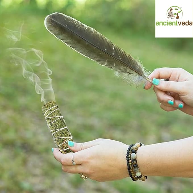 Ancient VEDA Sage Smudge Kit | Cedar, Sweetgrass, & Palo Santo Sticks Smudging Kit for Meditation, Yoga, Reiki, Home Cleansing, & Aromatherapy (Starter Kit, Cedar Sage)