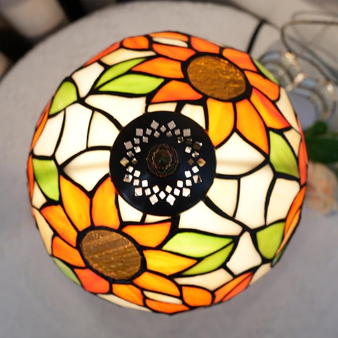 Tiffany Lamp Stained Glass lamp Small Bedside Table Lamps for Living Room Bedroom Dorm Kitchen Home Decor Festival Birthday Gift,Sunflower - Bloomnest