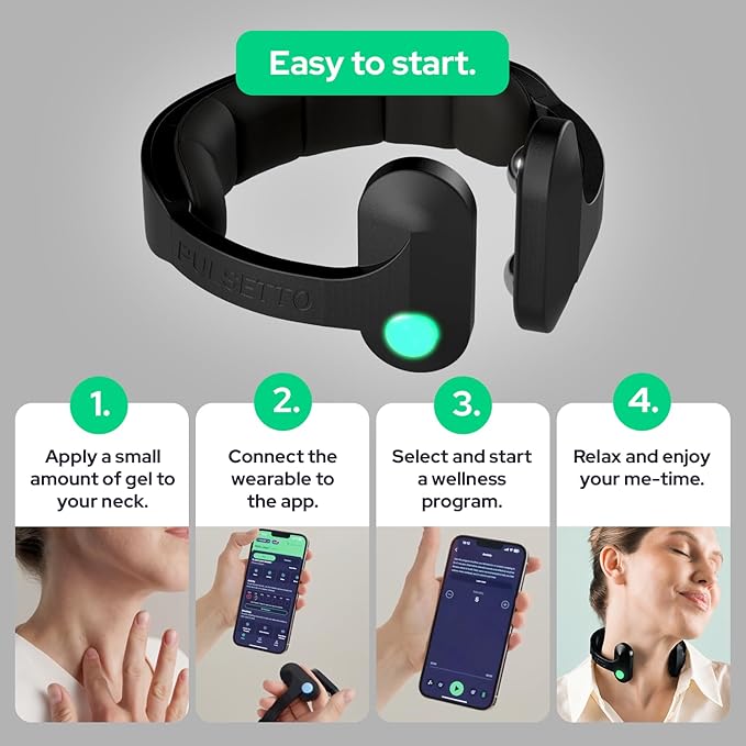 Pulsetto FIT Wellness Wearable with Vagus Nerve Support – Patented Neuro Technology for Relaxation, Stress Balance, Focus, and Restful Sleep Pulsetto