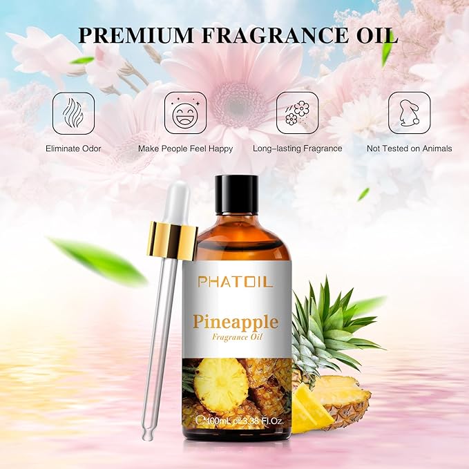 PHATOIL 3.38FL.OZ Pineapple Fragrance Oils for Aromatherapy, Essential Oils for Diffusers for Home, Perfect for Diffuser, Yoga, Skin Care, DIY Candle and Soap Making - 100ml - Bloomnest