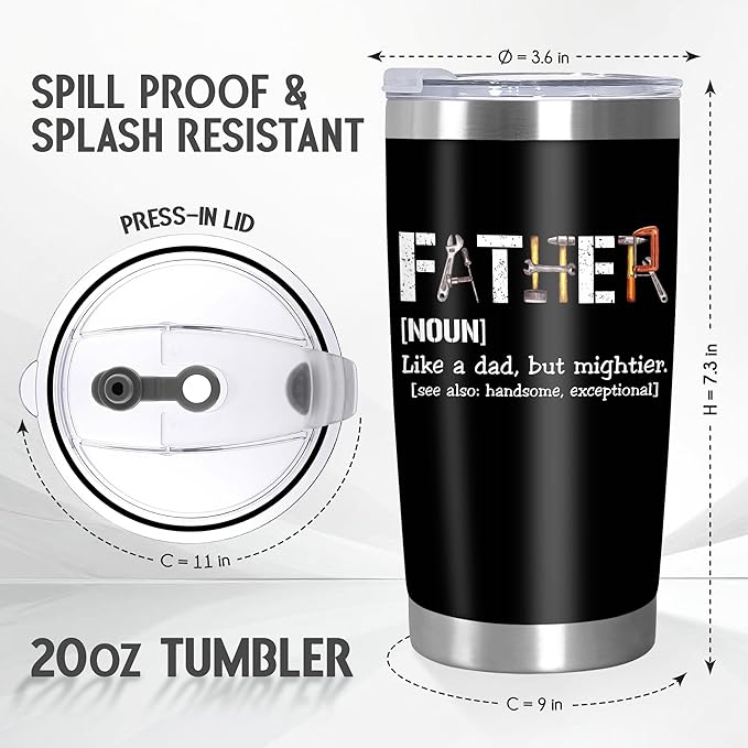 TEEZWONDER Christmas Birthday Gifts for Dad from Daughter Son - Stainless Steel Insulated Coffee Tumbler with Lid 20 oz - Funny Gifts from Kids, Mens Birthday Gift Ideas - Bloomnest