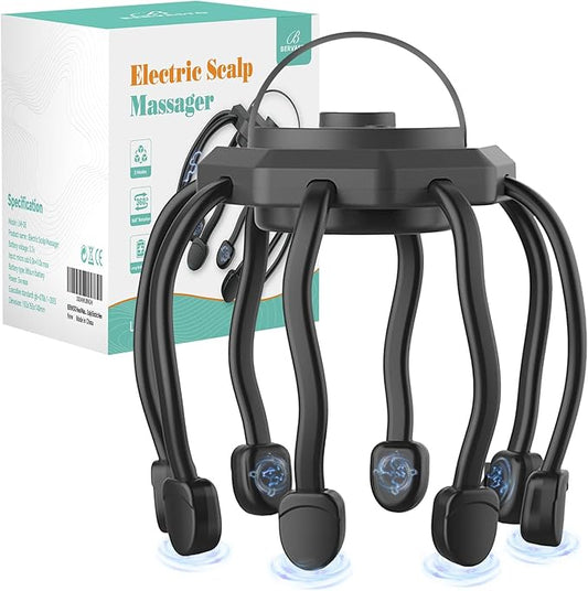 Head Massager Scalp Electric with 3 Modes, Head Massager Scalp Stress Relax Rechargeable Portable, Type-C, Head Scratcher for Stress Relax BERVASTO