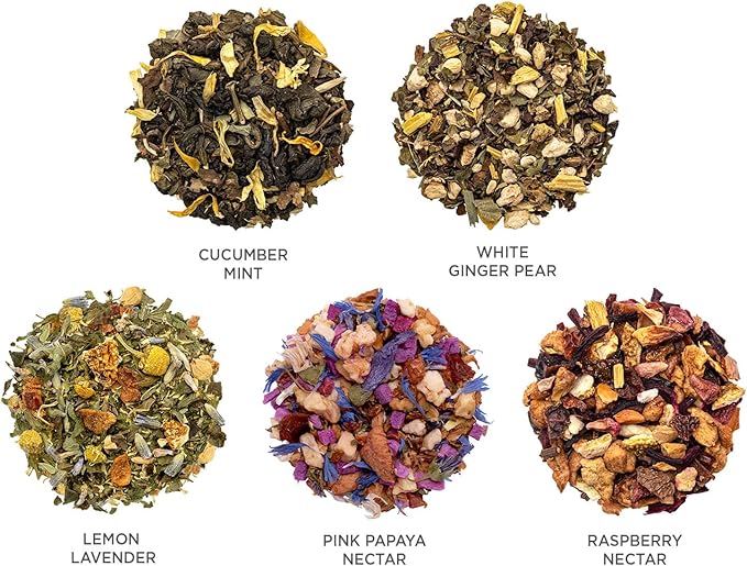 Tea Forte Mariposa Presentation Box Tea Gift Sampler, 20 Count, 2 of Each Variety Individually Wrapped Handcrafted Pyramid Infuser Bags - Bloomnest
