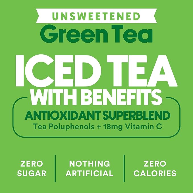 Ryl Iced Tea, Unsweetened Green Tea, Antioxidant Superblend, Zero Sugar, Zero Carb, Zero Calorie Iced Tea, 16.0 Fl Oz (12-Pack) - Bloomnest