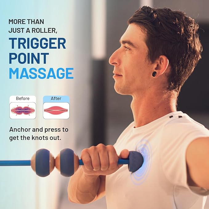 MOBO 7-in-1 Muscle Roller Stick – Full-Body Massage Roller for Myofascial Release, Trigger Point Therapy, Muscle Recovery, Deep Tissue Leg & Back Pain Relief, Physical Therapy, Gym & Travel Use - Bloomnest