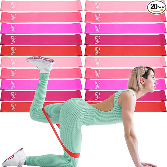 Deekin 20 Pcs Resistance Bands for Women Men 10-115 Lbs 5 Different Resistance Levels Loop Exercise Bands for Leg Working Gym - Bloomnest