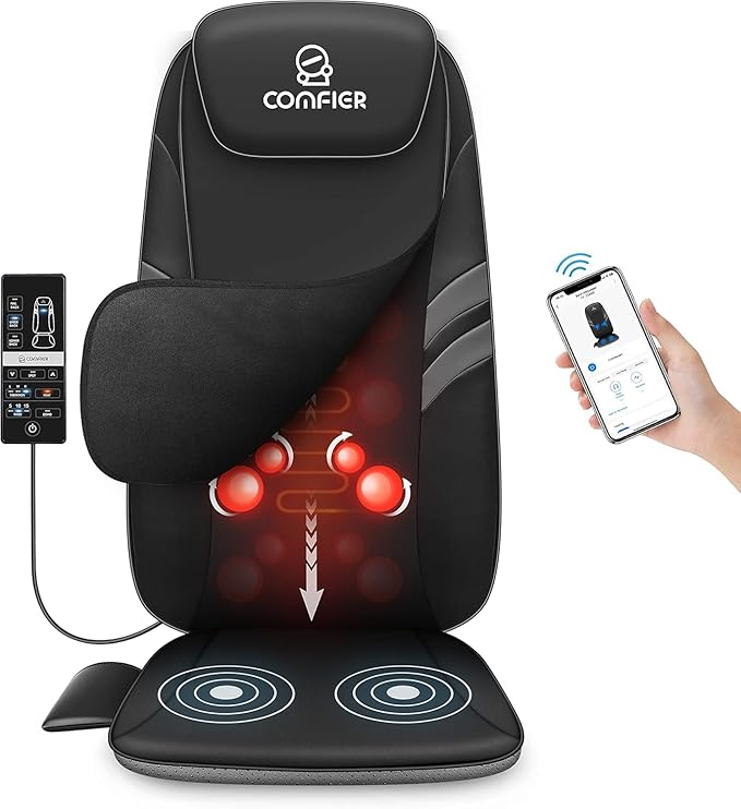COMFIER Back Massager for Back Pain,APP Control, Shiatsu Massage Chair Pad,Electric Chair Massagers with Heat,Seat Cushion for Office,Home,Ideal Gifts for Mom,Dad,Him,Her - Bloomnest