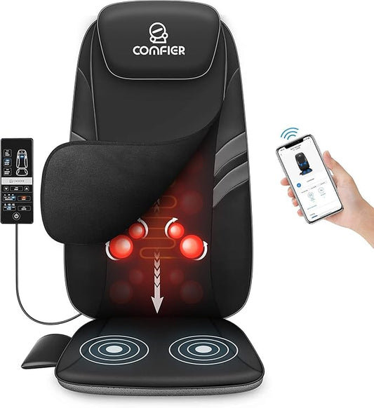 COMFIER Back Massager for Back Pain,APP Control, Shiatsu Massage Chair Pad,Electric Chair Massagers with Heat,Seat Cushion for Office,Home,Ideal Gifts for Mom,Dad,Him,Her - Bloomnest