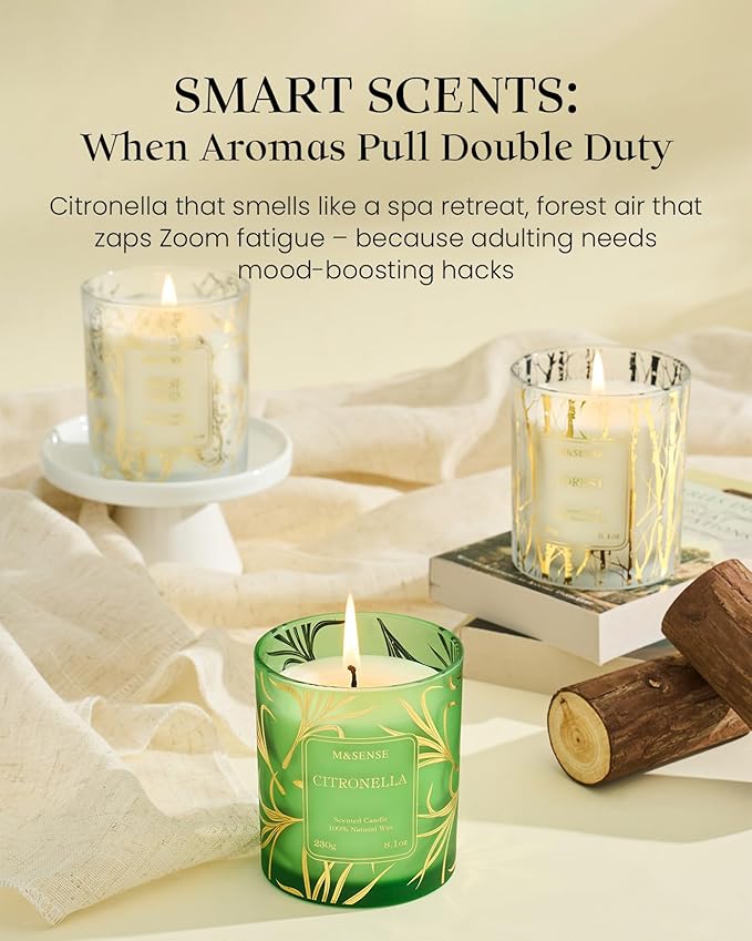 M&SENSE Forest Scented Vegan Soy Candles,8.1oz 42-Hour Slow Burning Time,No Toxin Naturally Scented Candles for Fall Winter Bathtub Aromatherapy Calming Home Fragrance, Thanksgiving Christmas Gifts - Bloomnest
