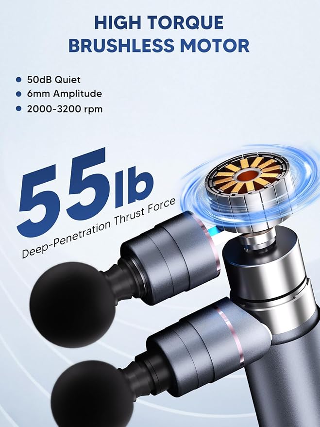 arboleaf Massage Gun Deep Tissue with Double Heads, Full-Metal Electric Portable Handheld Massager for Back, Shoulder, Sore Muscles, Pain Relief, 5 Modes, Seamless Speed Control - Bloomnest