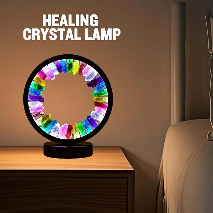 Runyansghi Chroma Electroplated Single Point Crystals Night Lamp 8.6" Healing Crystal Bedside Lamp USB Port 3 Colours Dimming Mode Bedroom Lamp Suitable Night Light Office Home Decor Gift - Bloomnest