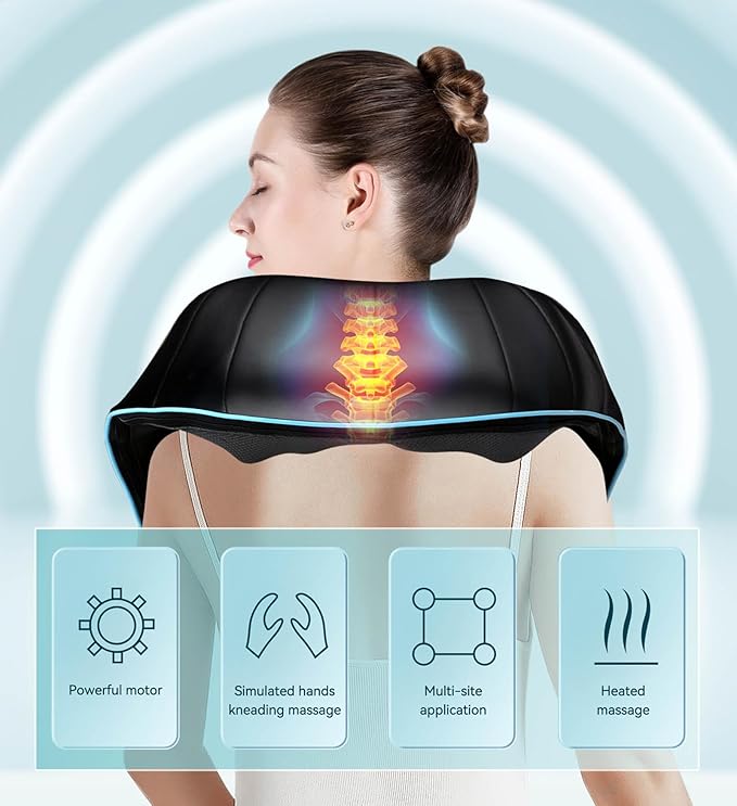 Mo Cuishle Shiatsu Neck and Shoulder Massager with Heat – Deep Kneading Massage for Relaxation – Ideal for Christmas, Mother's Day, Father's Day, Gifts for Men, Women, Mom and Dad - Bloomnest