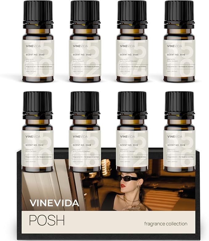 VINEVIDA [Set of 8] Posh Scents for Candle Making, Made in USA Candle Fragrance Oil, Soap Making Essential Oils, Diffuser Oil Scents - Bloomnest