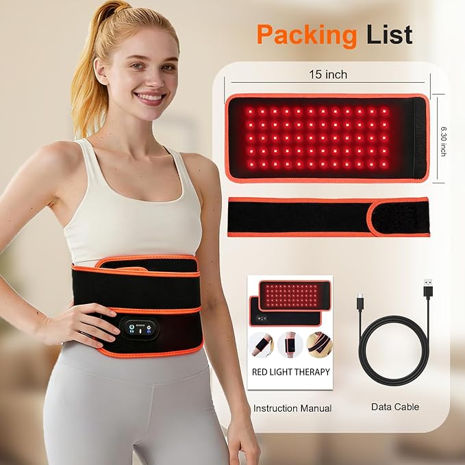 Rechargeable Red Light Therapy for Body, Therapy for Back Belt Knee, 660nm 850nm, Portable Infrared Heating Pads for Dogs, 4 Therapy Light Modes, Wireless Infrared Red Light for Pain NIR MOSLIGHTING