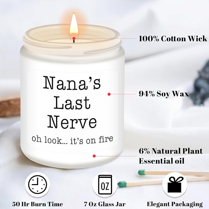 Homsolver Nana Gifts from Grandkids, Birthday Christmas Valentines Mothers Day Gifts for Nana,Nana's Last Nerve Scented Candle - Bloomnest
