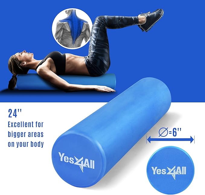 Yes4All EVA Firm Foam Roller for Back - Round Back Roller for Exercise, Yoga & Pilates 12/18/24/36 inch - Bloomnest