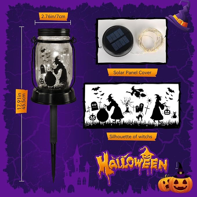 kyoryuger Halloween Decorations Halloween Decor Witch Solar Lanterns Witch Decorations Outdoor Lights Solar Garden for Yard, Patio,Backyard,Porch Torches Lights - Bloomnest
