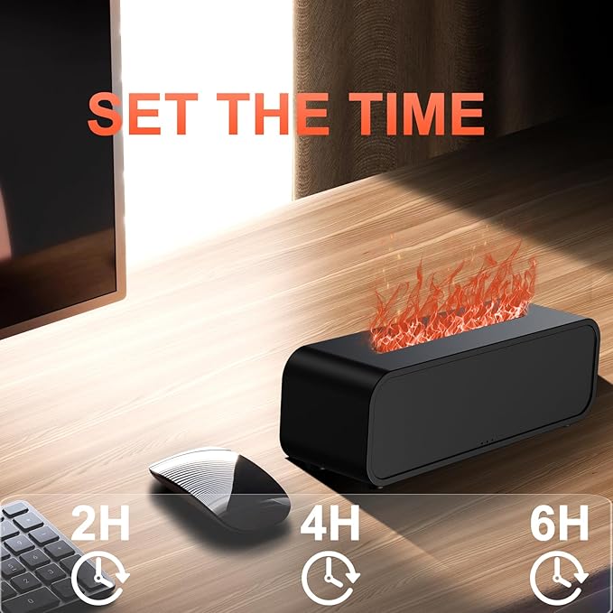 Colorful Flame Air Aroma Diffuser Humidifier, Dynamic Fire Flame Sound Pickup Aromatherapy Diffuser for Home Office Room(Remote, Timer & Auto-Off, 150ml) - Bloomnest