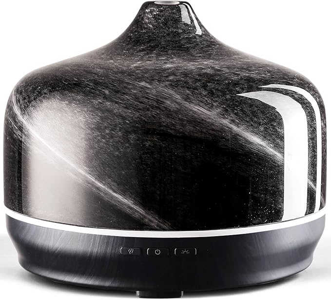 Porseme 500ml Glass Essential Oil Diffuser Aromatherapy Ultrasonic Cool Mist Humidifier 15-21 Running Hours Waterless Auto-Off Air Diffusers for Sleeping Yoga Office Working Spa and Rest (Obsidian) - Bloomnest