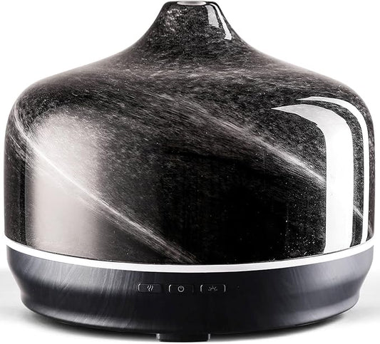 Porseme 500ml Glass Essential Oil Diffuser Aromatherapy Ultrasonic Cool Mist Humidifier 15-21 Running Hours Waterless Auto-Off Air Diffusers for Sleeping Yoga Office Working Spa and Rest (Obsidian) - Bloomnest