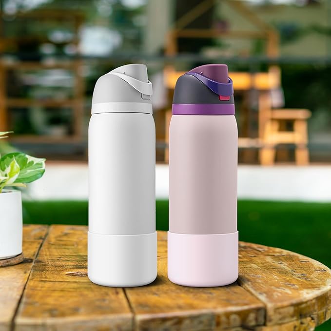 2PCS Silicone Water Bottle Boot for Owala 24oz 32oz 40oz, Anti-Slip Protective Sleeve Bottom Bumper Protector for FreeSip, Twist, and Flip Stainless Steel Water Bottles Alwenid