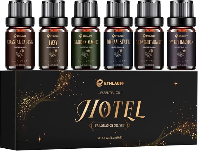 Hotel Diffuser Oils, Hotel Collection Diffuser Oil, Luxury Essential Oil for Diffuser, Soap & Candle Making Scents - 1 Way, Dream State, Coastal Cabine, Gloden Magic - Bloomnest