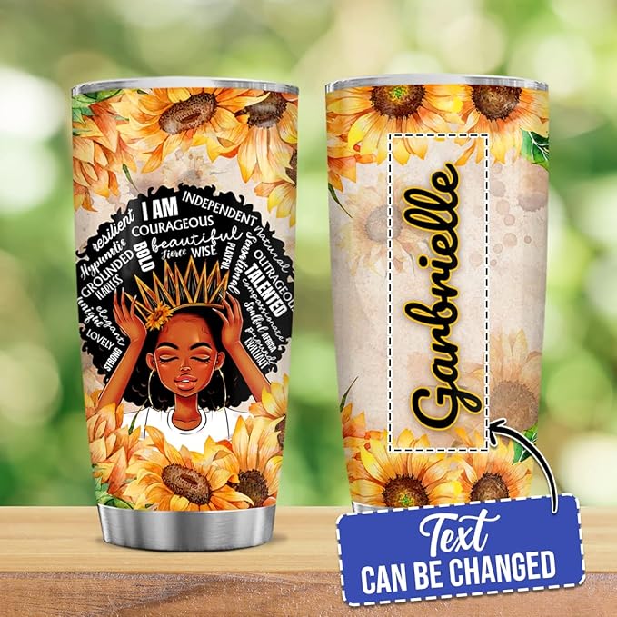 winorax Black Girl Tumbler Personalized Melanin Cup 20oz 30oz Stainless Steel Double Wall Vacuum Insulated Tumblers Coffee Travel Mug With Lid African Gifts For Women Magic Queen Girls Friends Sister - Bloomnest