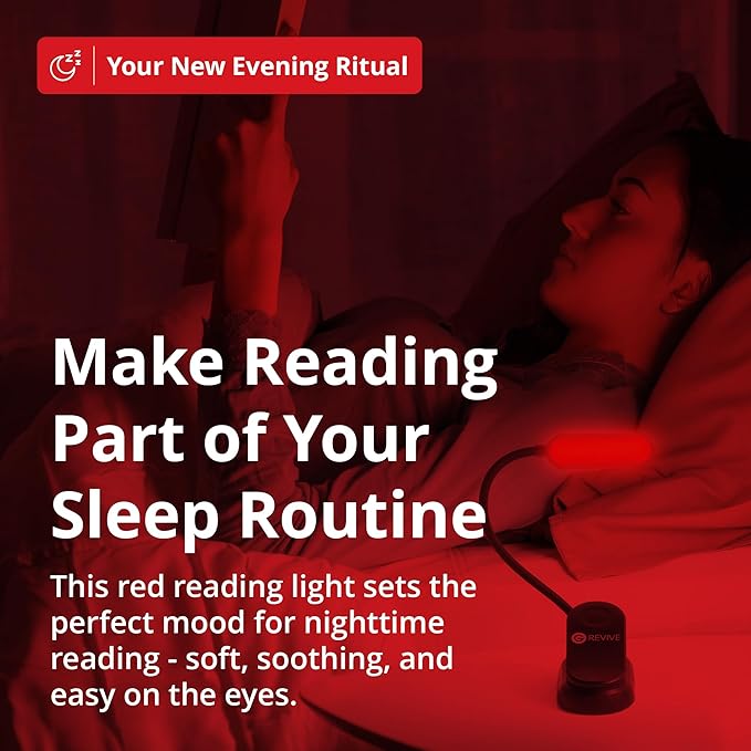 Revive - 670nm Red Reading Light by Gamma - Sleep Therapy - Melatonin Promoting Natural Sleep Aid - Bloomnest