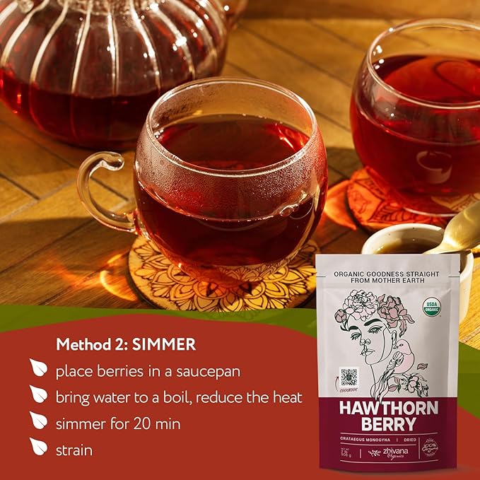 Hawthorn Berry Tea Organic (32oz.) - Hawthorne Berries for Herbal Tea, Tinctures, Recipes - Wild Crop - European Origin - Bloomnest