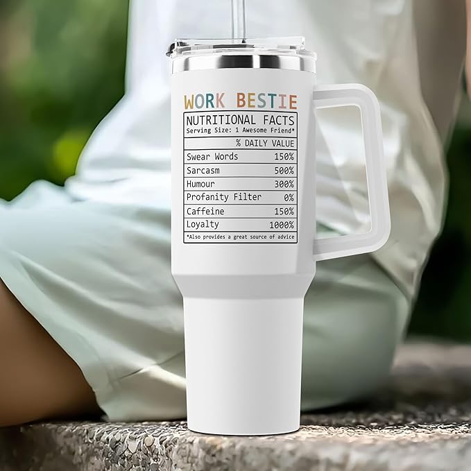 Work Bestie Gifts For Women, Funny Gifts For Coworkers, Friends, Females, Thoughtful Best Friends, Office Appreciation, Thank You Gift For Coworkers 40oz Tumbler with Handle - Bloomnest