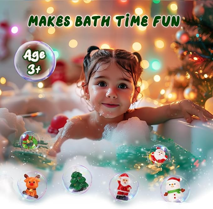 Christmas Bath Bombs for Kids with Surprise Toys Inside, 2025 Christmas Stocking Stuffers Gift for Kids, 6 Pack Bubble Bath Bomb for Boys Girls Toddlers - Bloomnest