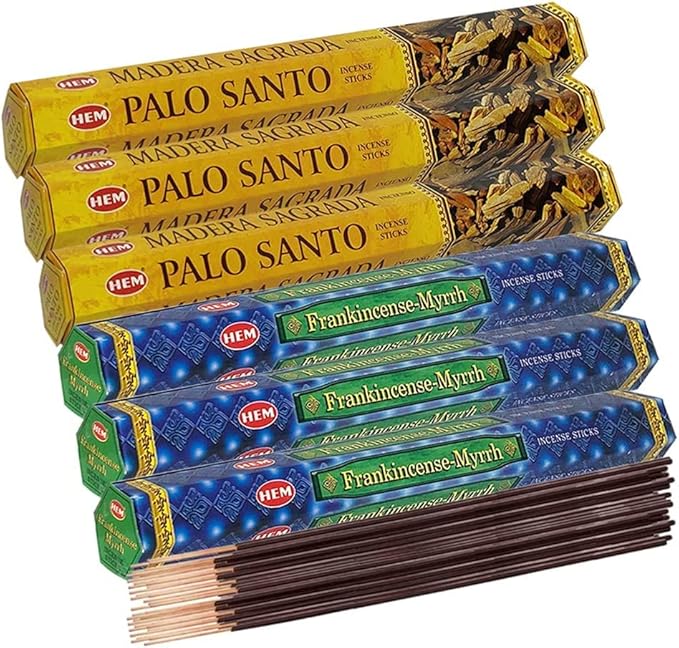Palo Santo Frankincense & Myrrh Incense Sticks & Holder Bundle Variety Pack from Hem Trumiri Insense Insence