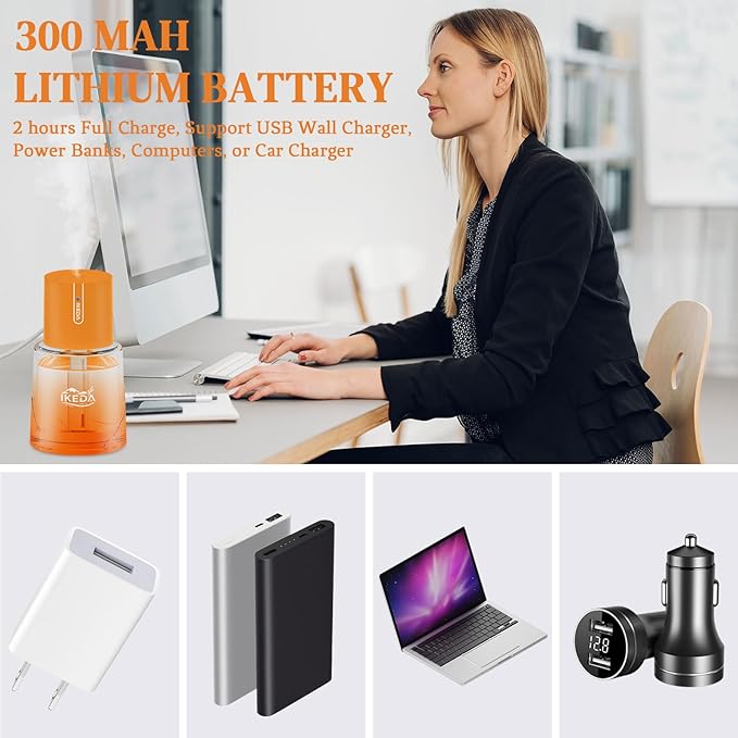 Ikeda Car Diffusers for Essential Oils,100ml Glass Car Essential Oil Diffuser,Smart Car Humidifier Diffuser, 3 Timers & 300 mAH Battery Operated Car Aroma Diffuser for Travel, Auto Shut-Off,Orange - Bloomnest