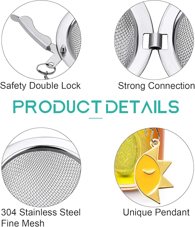 2pcs Loose Leaf Tea Steeper with Freddy's Sun and Moon Couple Costume Pendant - NSTaygate Tea Infuser Tea Strainer 304 Stainless Steel Tea Ball - Bloomnest