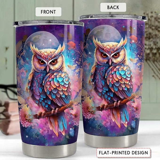 SANDJEST Owl Tumbler 20oz Stainless Steel Insulated Tumblers Coffee Travel Mug Cup Owls Gifts for Women Girls Gift for Birthday Christmas - Bloomnest