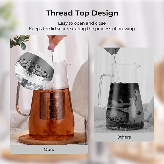 2 Pack Reinmoson Large Tea Infuser for Loose Tea & Spice Infuser for Cooking, Extra Fine Mesh Large Tea Strainers, 304 Stainless Steel Loose Leaf Tea Steeper for Black Tea, Rooibos, etc - Bloomnest