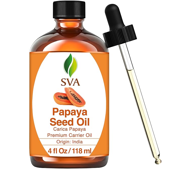 SVA Papaya Seed Oil - 4 Fl Oz – 100% Natural Cold Pressed Papaya Oil - for Face, Skin Care, Hair Care, Scalp Massage & Body Massage – Carrier Oil with Dropper - Bloomnest