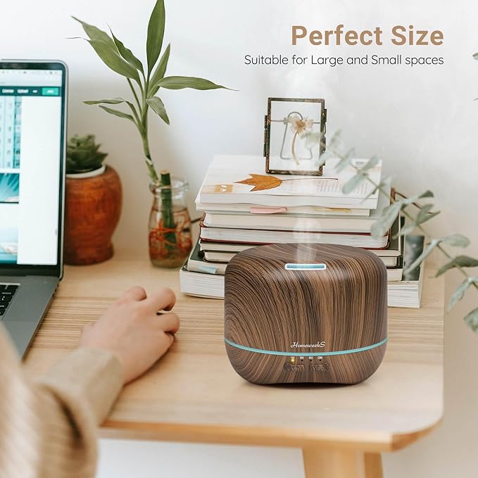 Aromatherapy Essential Oil Diffuser for Room: Air Humidifier Aroma Scent Cool Mist Diffuser Colorful Lights Wood Cute Small Large Waterless Auto Off Ultrasonic Diffusers for Home Bedroom (300ml) - Bloomnest