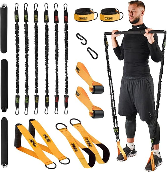 Tube Resistance Bands for Working Out Men and Women - Exercise Bands Resistance Bands Set, Resistance Band Bar, Handles, Ankle Straps, Foot Straps and Door Anchor - Bloomnest