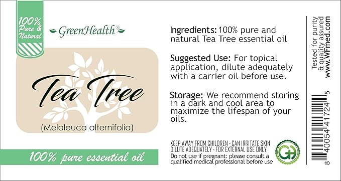 Tea Tree Essential Oil – 4 fl oz – 100% Pure & Undiluted – Natural Aromatherapy & DIY Use – GreenHealth Greenals