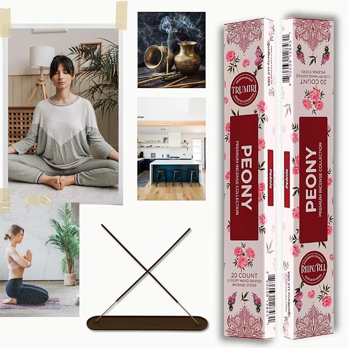 TRUMIRI Peony Incense Sticks - Total 40 Sticks - Dual Pack of 20 TRUMIRI