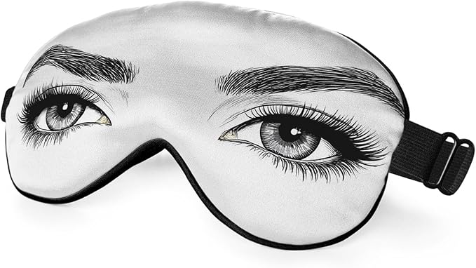 Sexy Eyes Sleep Eye Mask Woman Eyelashes Eyebrows Beautiful Silk Eye Mask Sleeping Soft Eye Shade Cover for Men Women Boy Girl Airplane Travel with Elastic Strap - Bloomnest