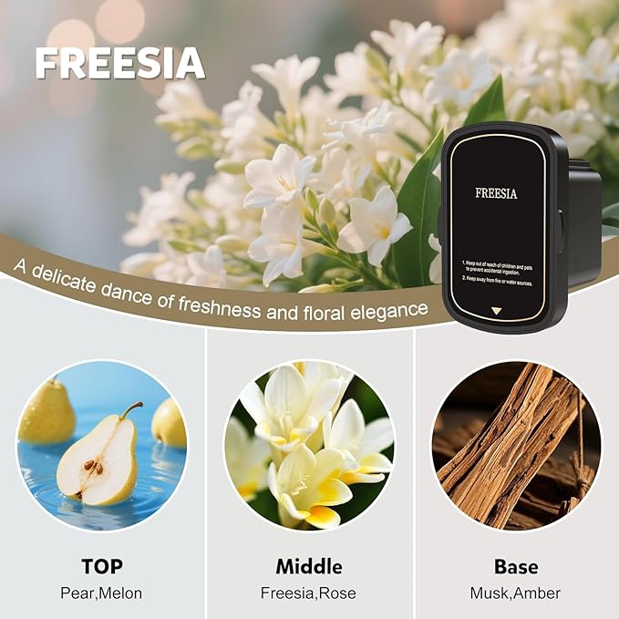 2025 Upgraded Smart Car Air Freshener Diffuser, New Smell Air Freshener Long Lasting, Auto On/Off, Adjustable Modes, Car Scent with 8 Ambient Lights, Diffusers for Essential Oil-Freesia - Bloomnest