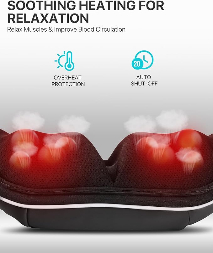 ALLJOY Neck Massager for Pain Relief Deep Tissue with Heat, 3D Kneading Shiatsu Neck and Back Massager for Shoulder Full Body Home Office Car Use, Christmas Gifts for Dad Men Mom Women - Bloomnest